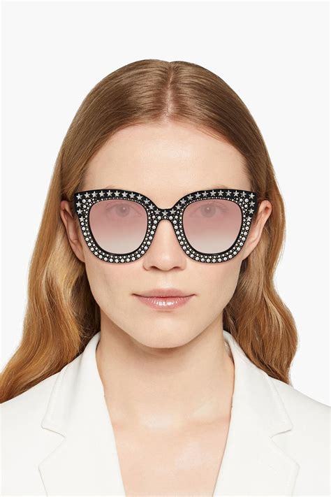 gucci clip on sunglasses|gucci crystal cat eye sunglasses.